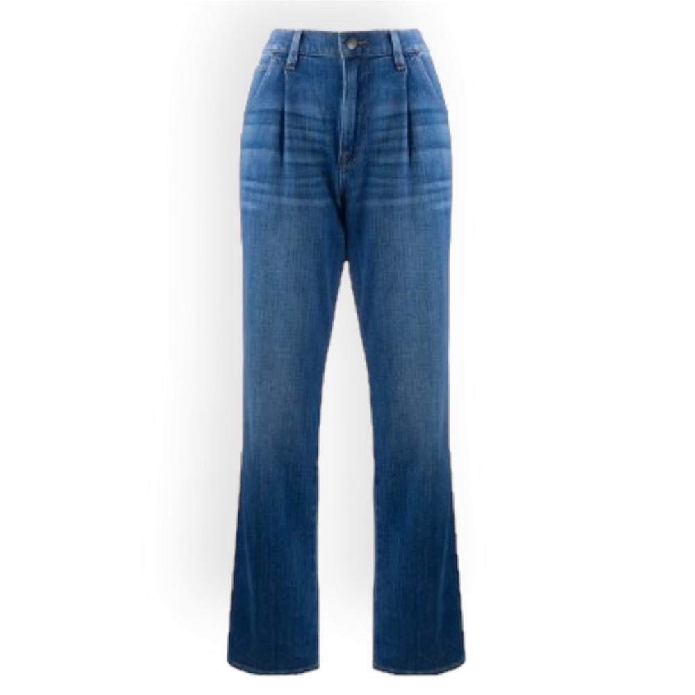 Frame Denim Le Baggy Barker Medium Wash Boyfriend Pleated Jeans
